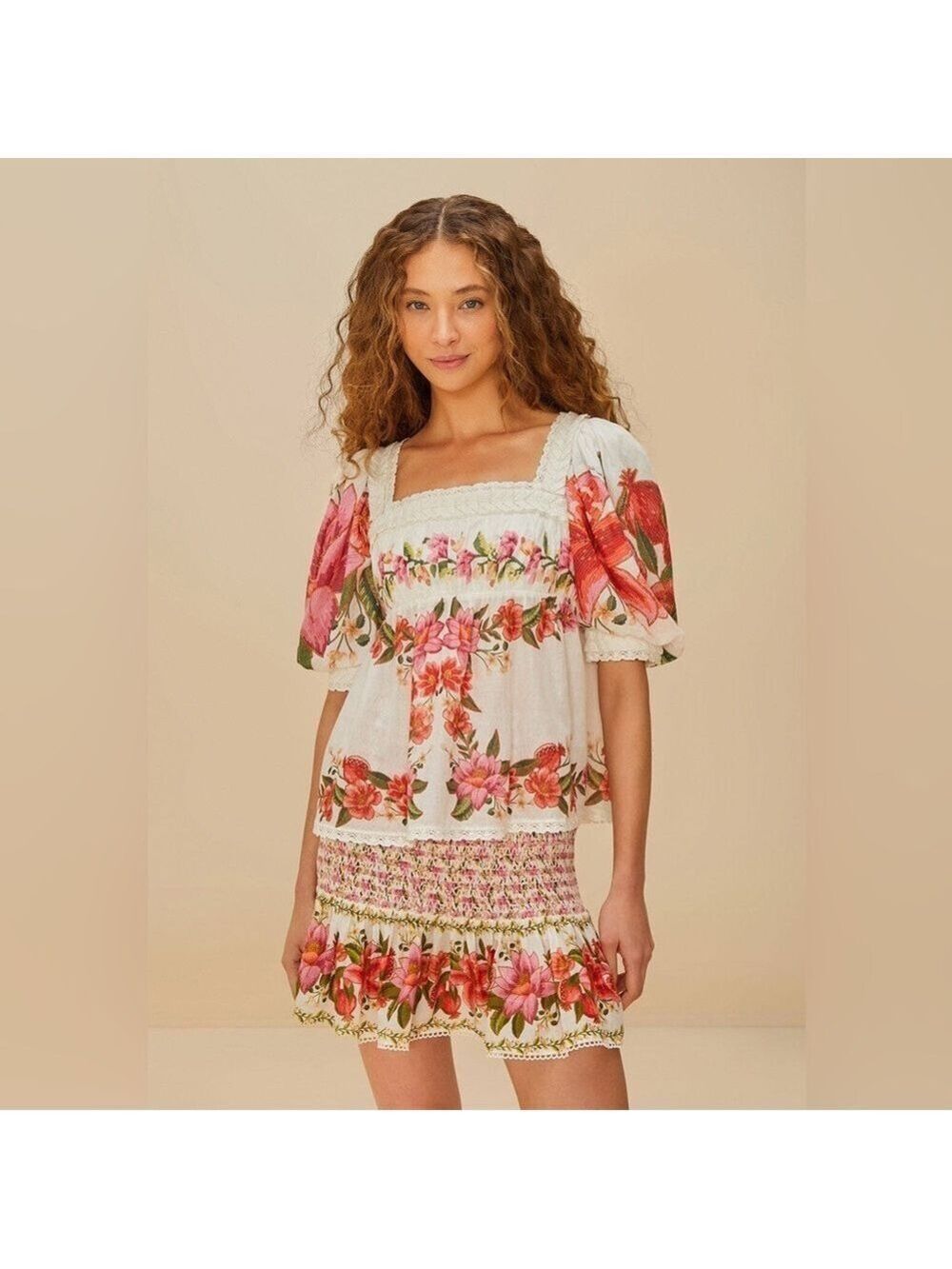 Farm Rio Off-White Summer Fruit Mini Skirt